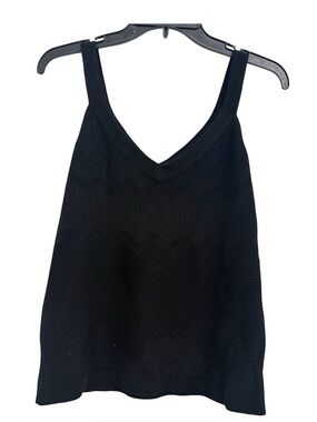 WHBM NWT Black V-Neck Knit Tank Top. Sz S